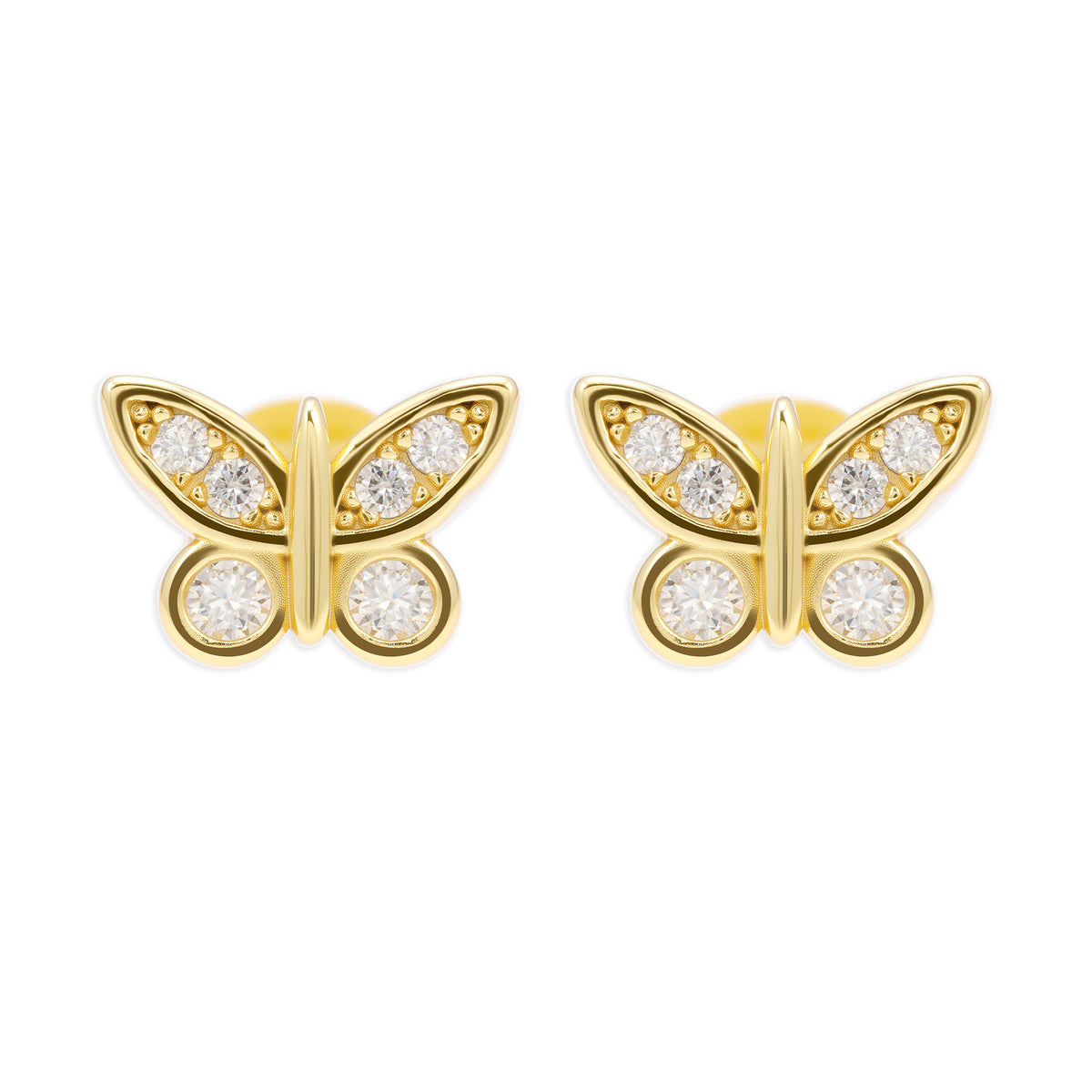 Pantallas De Mariposa - 100% Moissanite (Dorado)