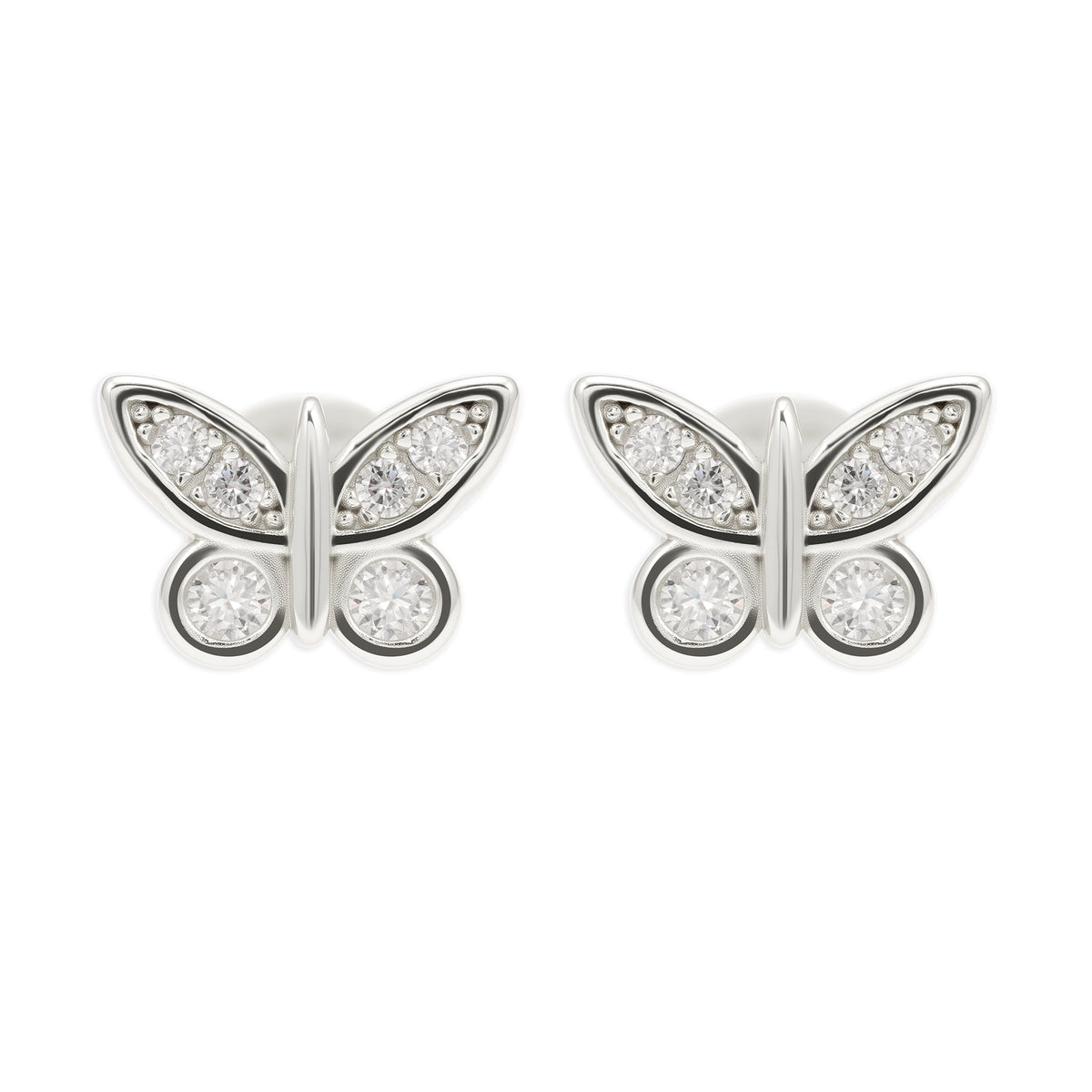 Pantallas de Mariposa - 100% Moissanite (Plata)