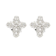 Pantallas De Cruz Delgada - 100% Moissanite (Plata)