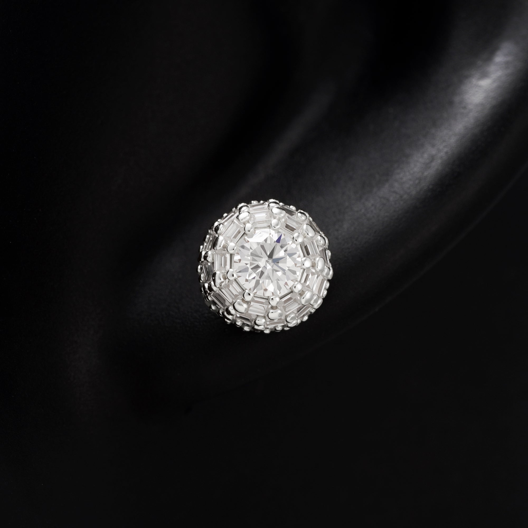 Pantallas Halo Baguette - 100% Moissanite (Plata)