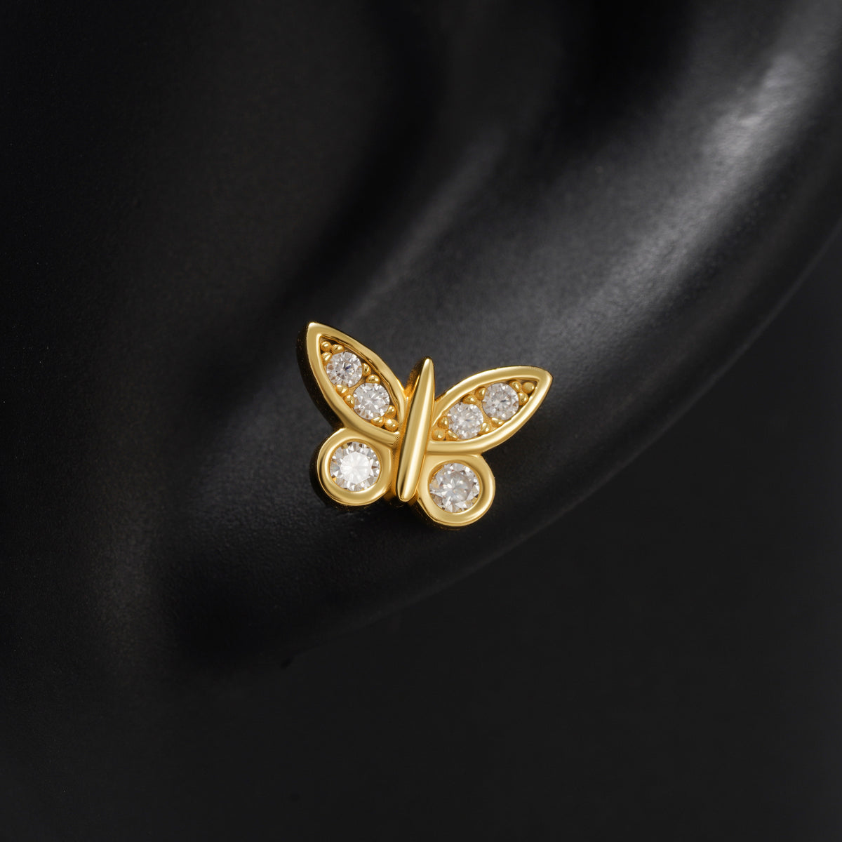 Pantallas De Mariposa - 100% Moissanite (Dorado)