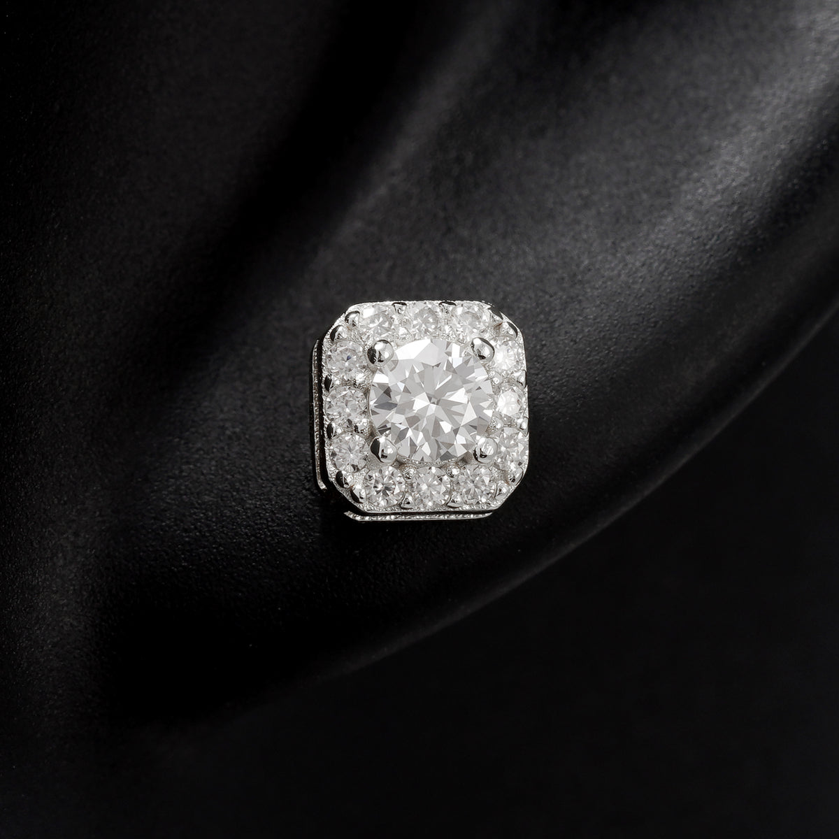 Pantallas Cuadradas Corona - 100% Moissanite (Plata)