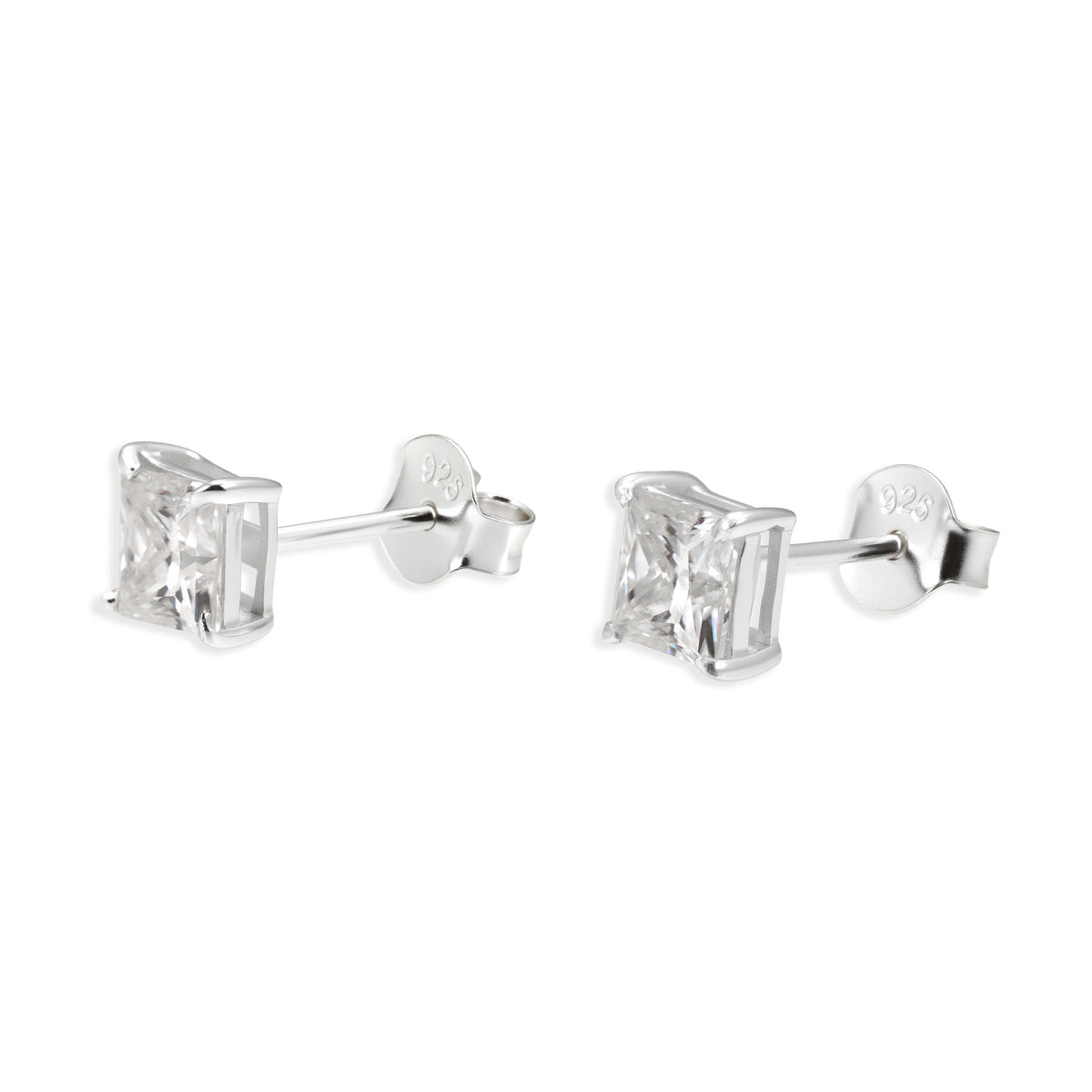 Elite Jewelry | Dormilonas Cuadradas (5mm) - 100% Moissanite (Plata) — fotografía 1