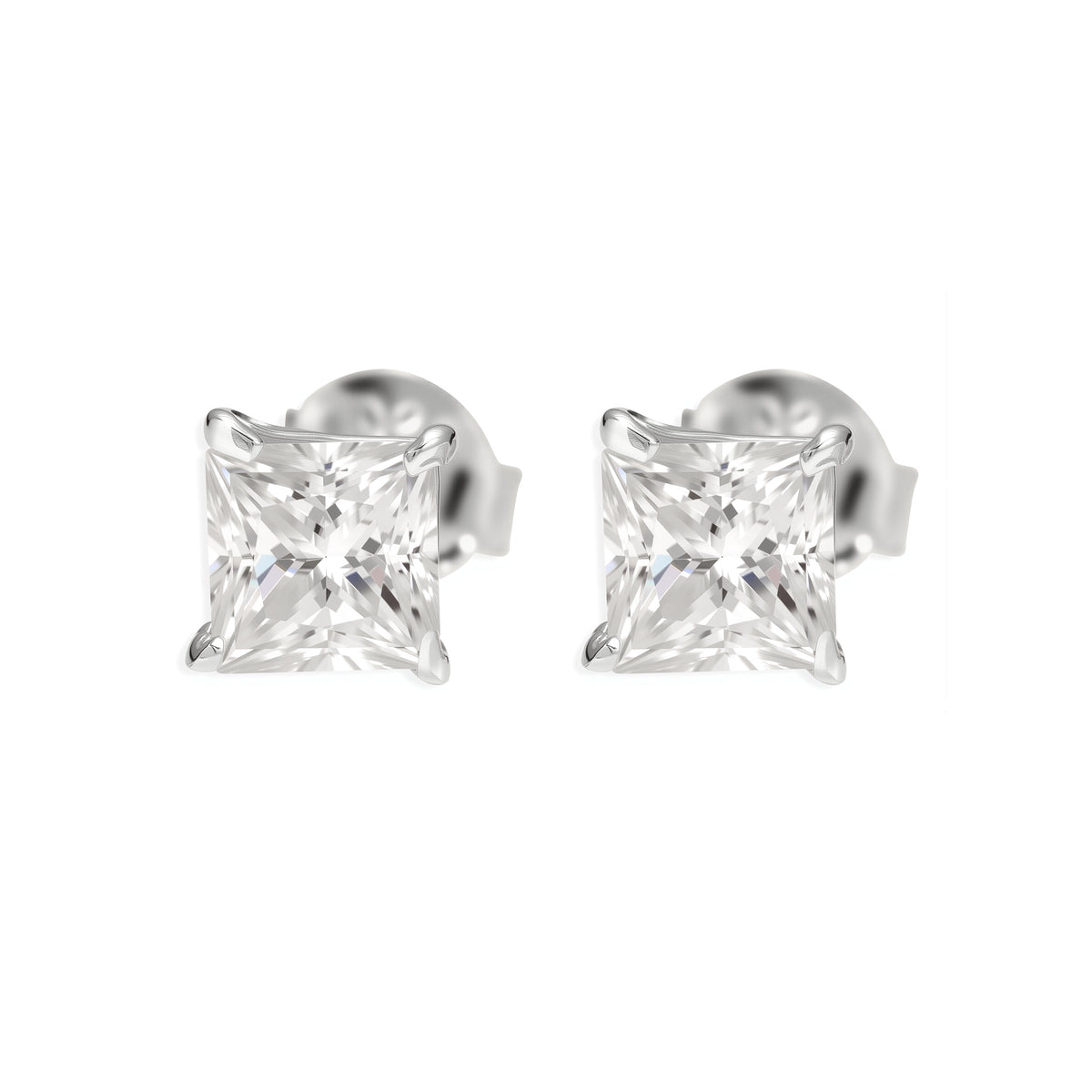 Elite Jewelry | Dormilonas Cuadradas (5mm) - 100% Moissanite (Plata) — fotografía 2