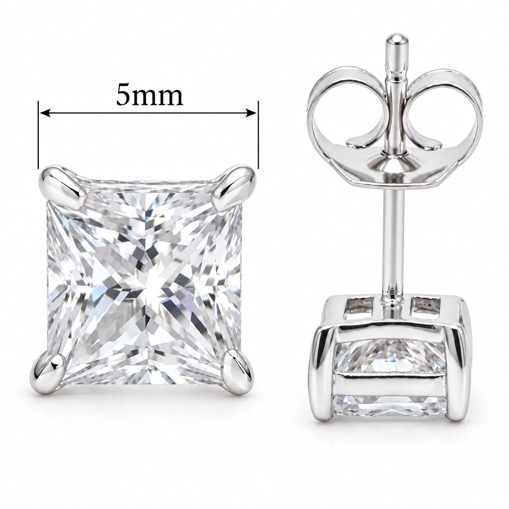 Elite Jewelry | Dormilonas Cuadradas (5mm) - 100% Moissanite (Plata) — guía de tamaño