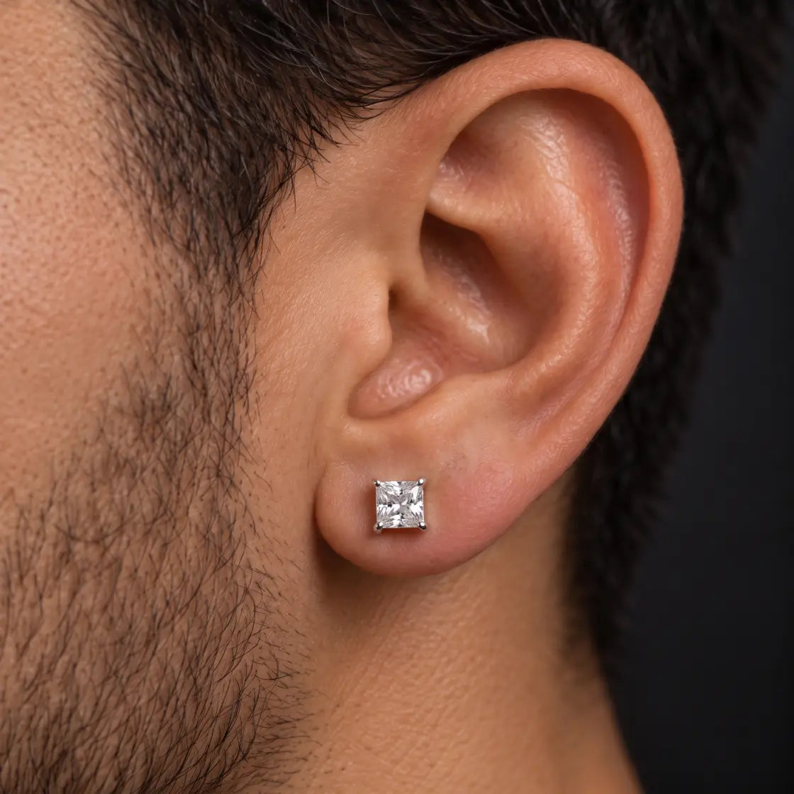 Elite Jewelry | Dormilonas Cuadradas (5mm) - 100% Moissanite (Plata) — imagen de presentación
