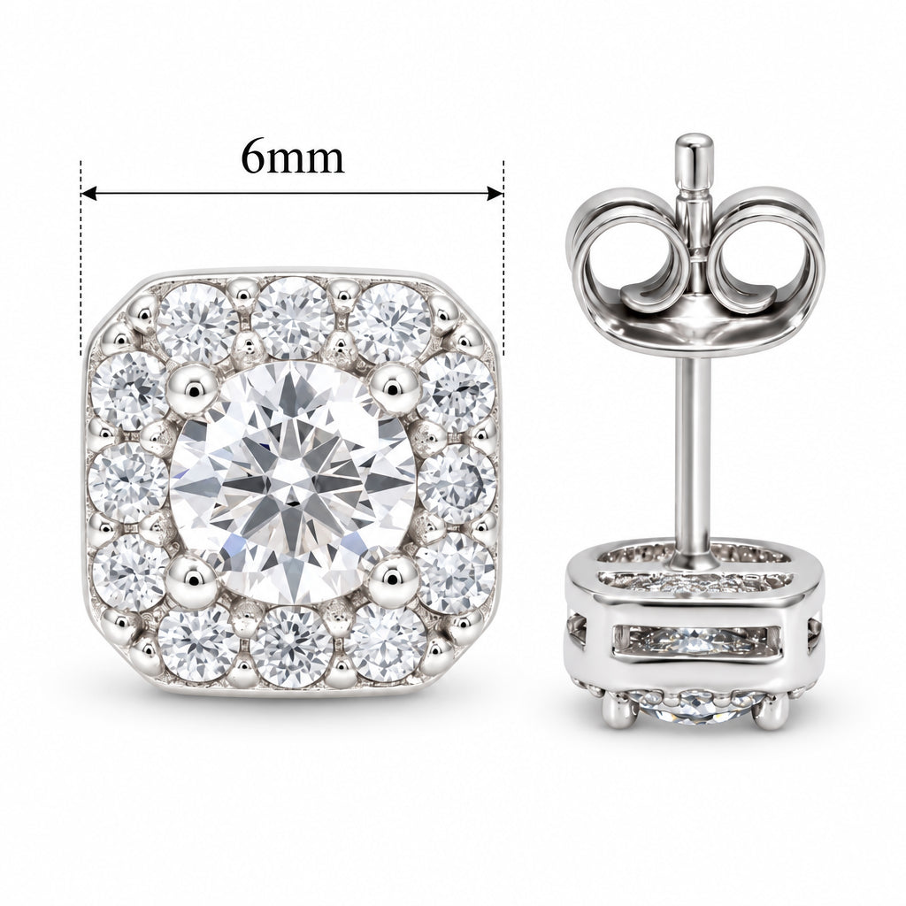 Elite Jewelry | Pantallas Cuadradas Corona - 100% Moissanite (Plata) — guía de tamaño