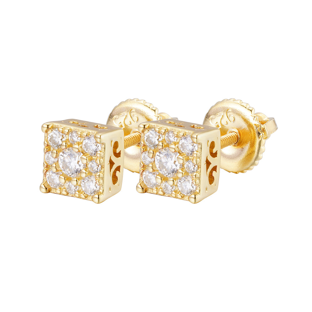 Elite Jewelry | Pantallas Cuadradas Halo 5mm - 100% Moissanite (Dorado) — fotografía 1
