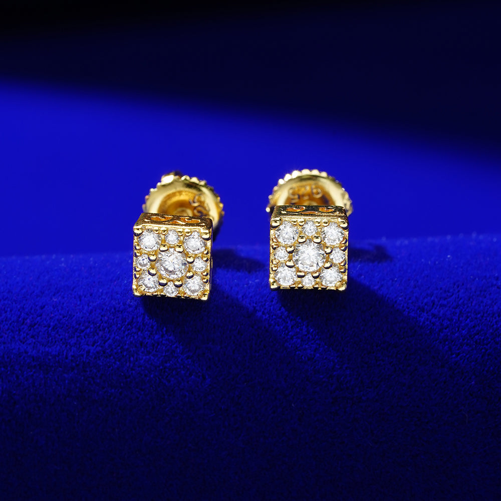Elite Jewelry | Pantallas Cuadradas Halo 5mm - 100% Moissanite (Dorado) — fotografía 3