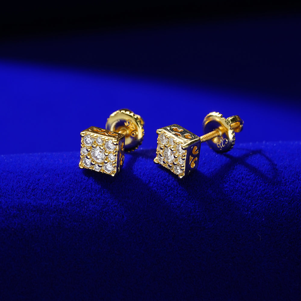 Elite Jewelry | Pantallas Cuadradas Halo 5mm - 100% Moissanite (Dorado) — fotografía 4