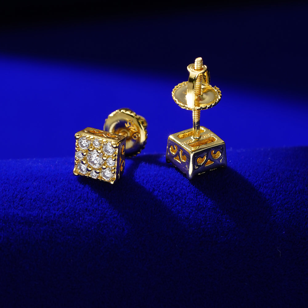 Elite Jewelry | Pantallas Cuadradas Halo 5mm - 100% Moissanite (Dorado) — fotografía 5