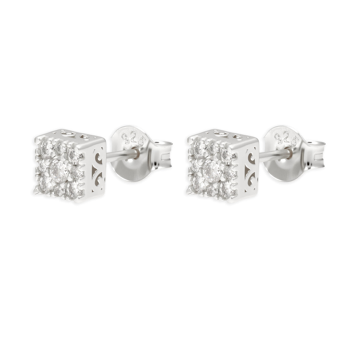 Elite Jewelry | Pantallas Cuadradas Halo (5mm) - 100% Moissanite (Plata) — fotografía 1