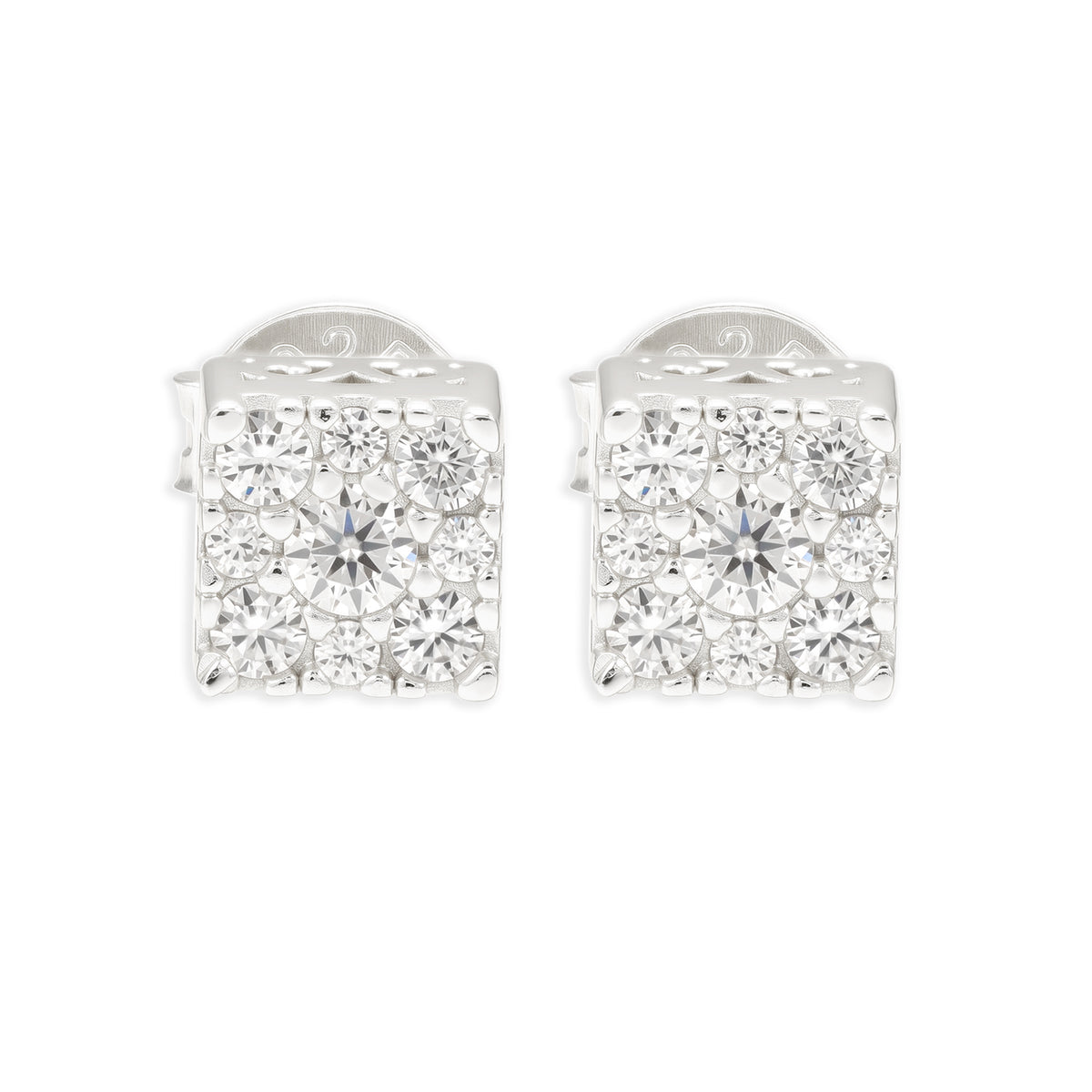 Elite Jewelry | Pantallas Cuadradas Halo (5mm) - 100% Moissanite (Plata) — fotografía 2