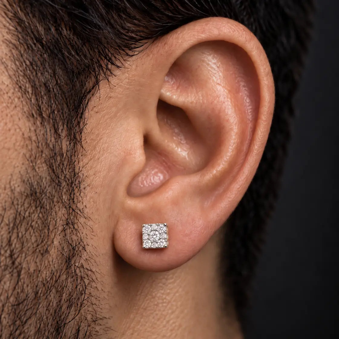 Elite Jewelry | Pantallas Cuadradas Halo (5mm) - 100% Moissanite (Plata) — imagen de presentación