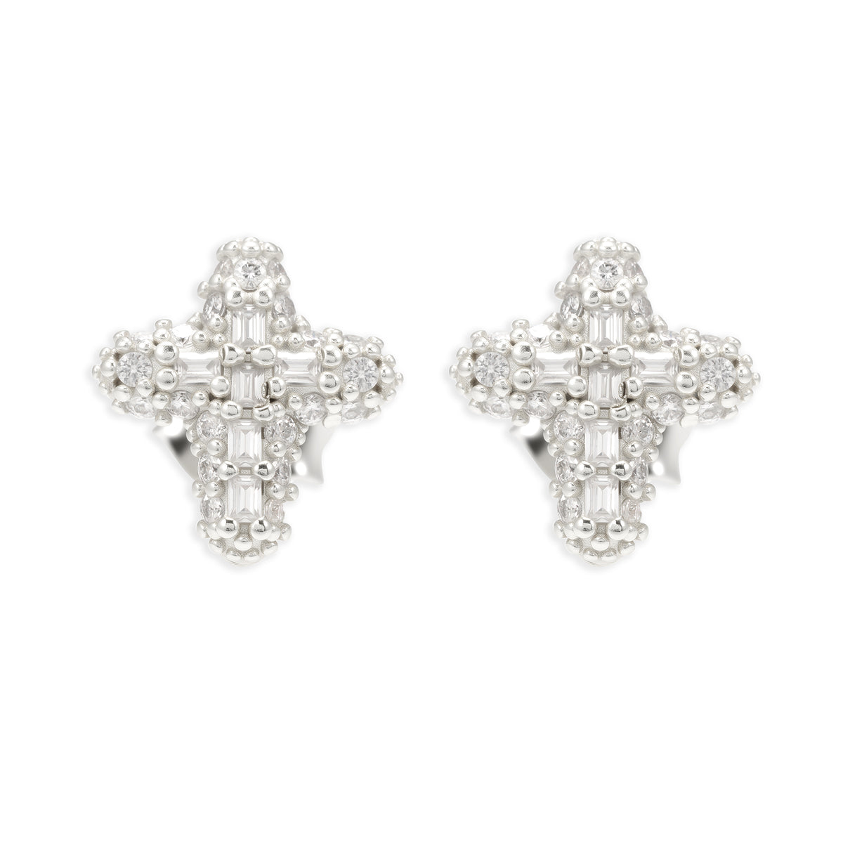 Elite Jewelry | Pantallas De Cruz Delgada - 100% Moissanite (Plata) — fotografía 1
