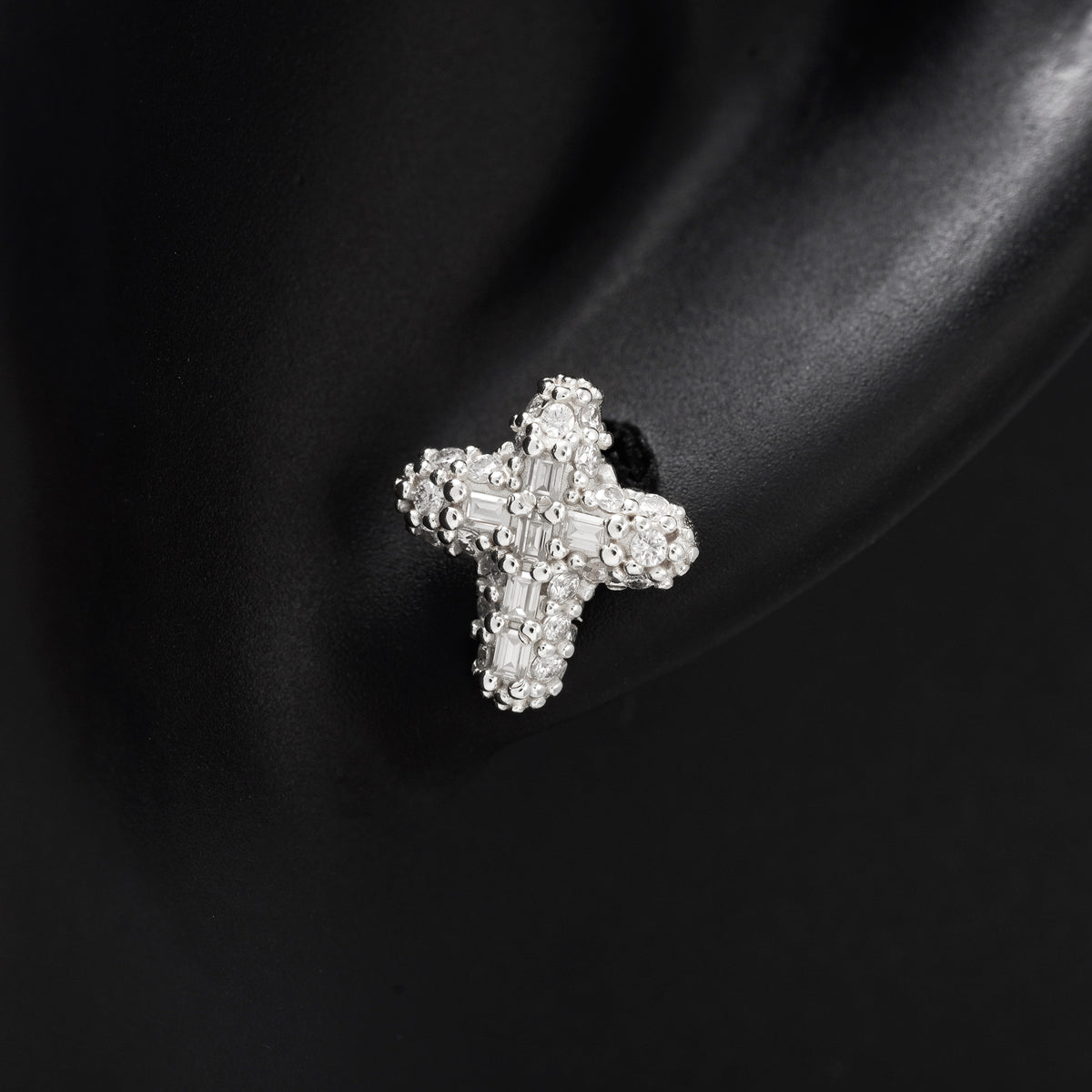 Elite Jewelry | Pantallas De Cruz Delgada - 100% Moissanite (Plata) — fotografía 3