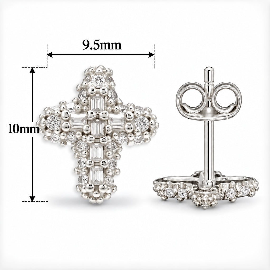 Elite Jewelry | Pantallas De Cruz Delgada - 100% Moissanite (Plata) — guía de tamaño