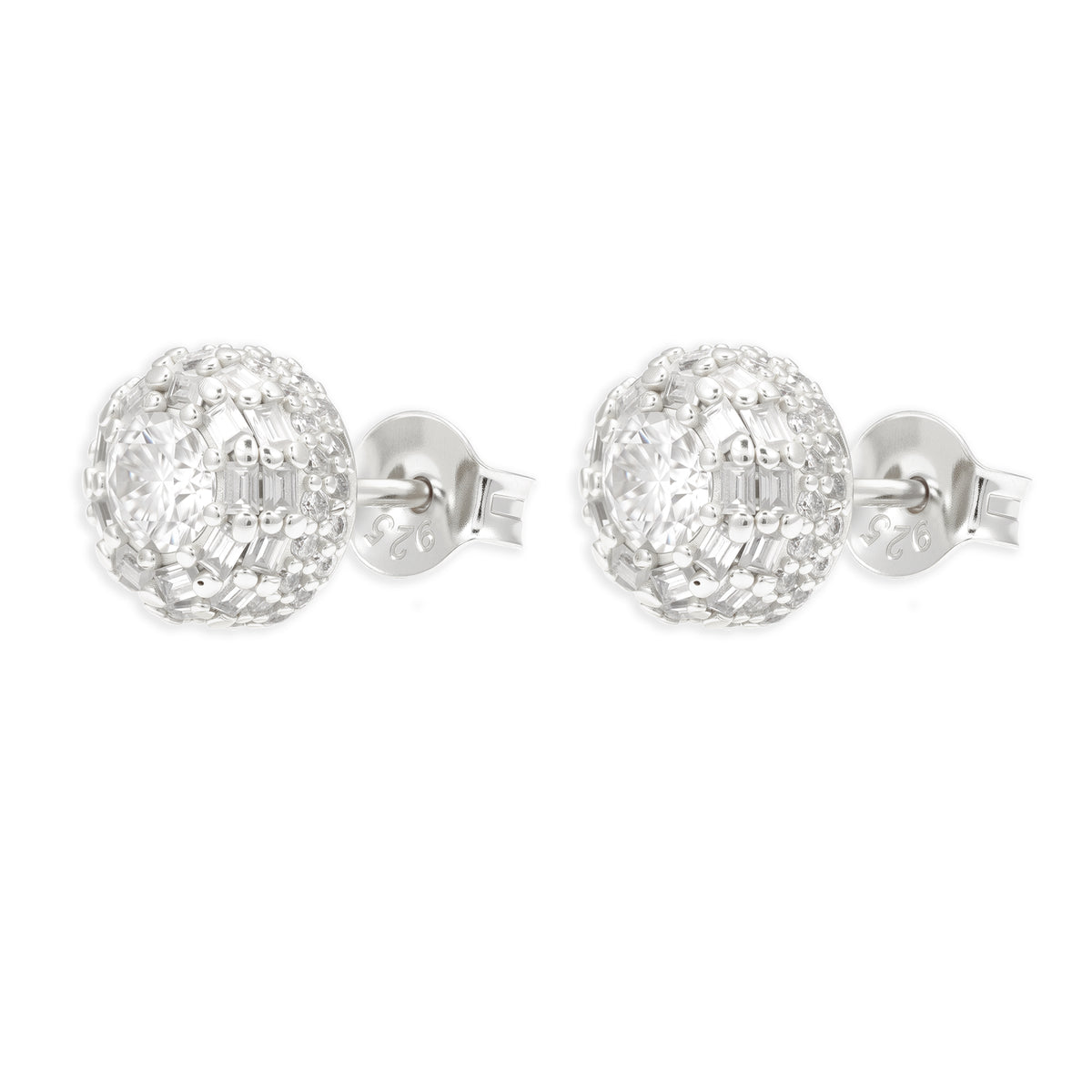 Elite Jewelry | Pantallas Halo Baguette (7mm) - 100% Moissanite (Plata) — fotografía 1