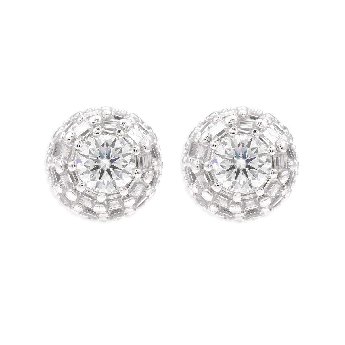Elite Jewelry | Pantallas Halo Baguette (7mm) - 100% Moissanite (Plata) — fotografía 2