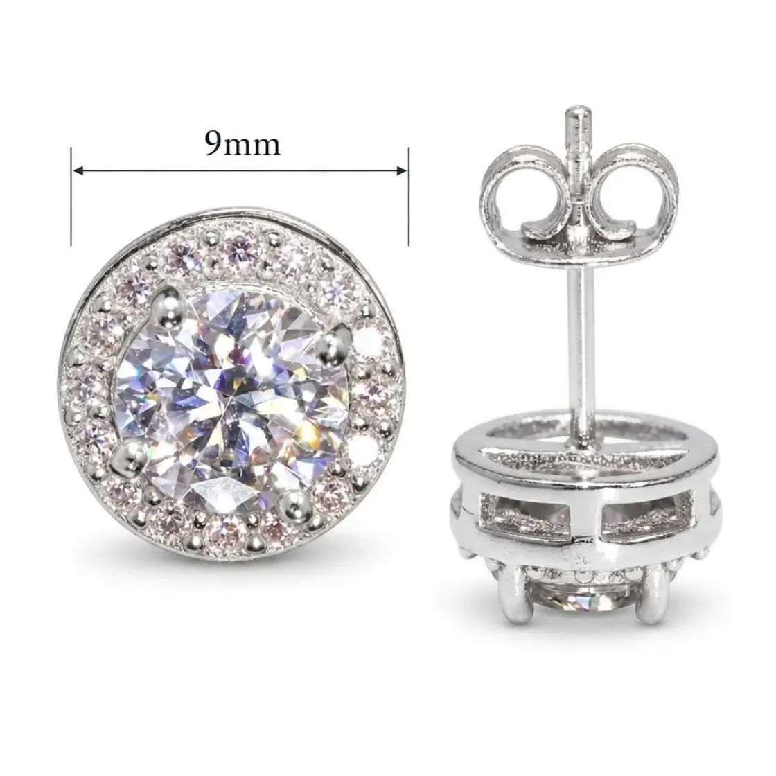 Elite Jewelry | Pantallas Redondas 9mm - 100% Moissanite (Plata) — guía de tamaño