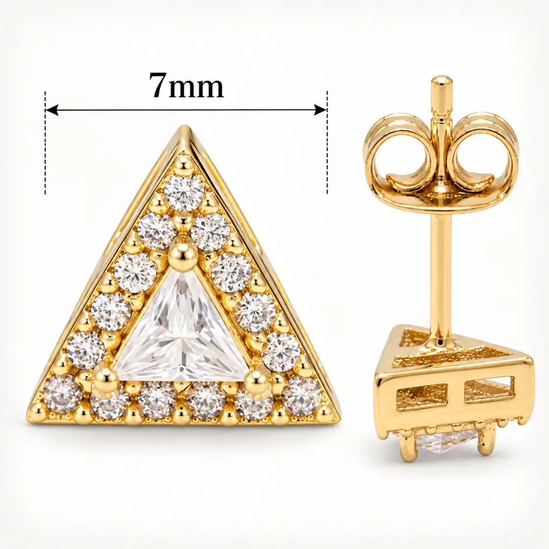 Elite Jewelry | Pantallas Triangulares 7mm - 100% Moissanite (Dorado) — guía de tamaño