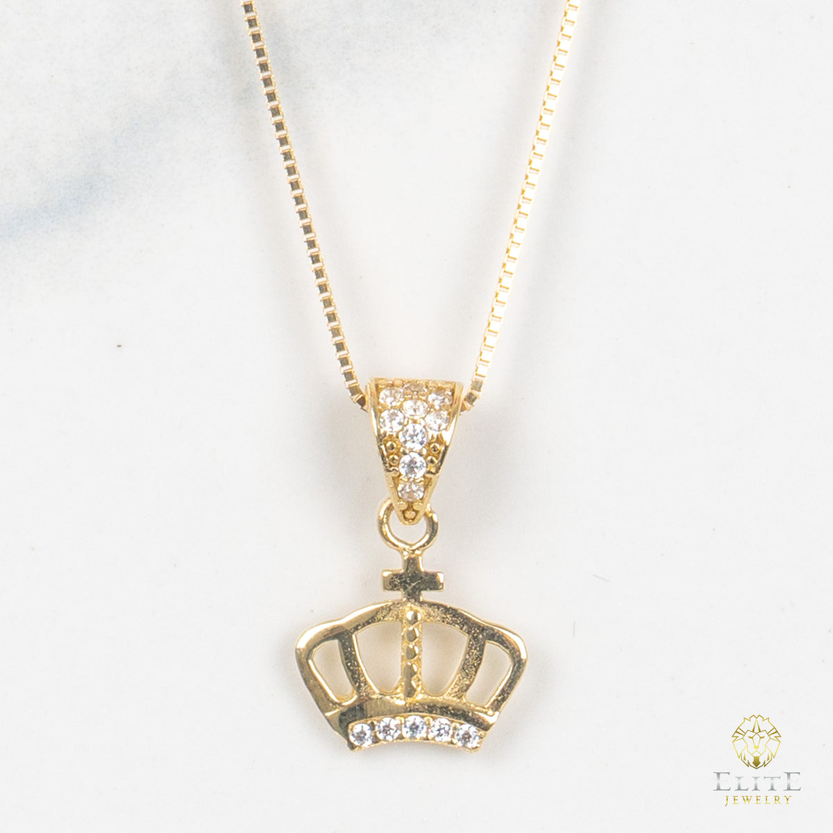 Set Cadena De Corona 10K Oro Real