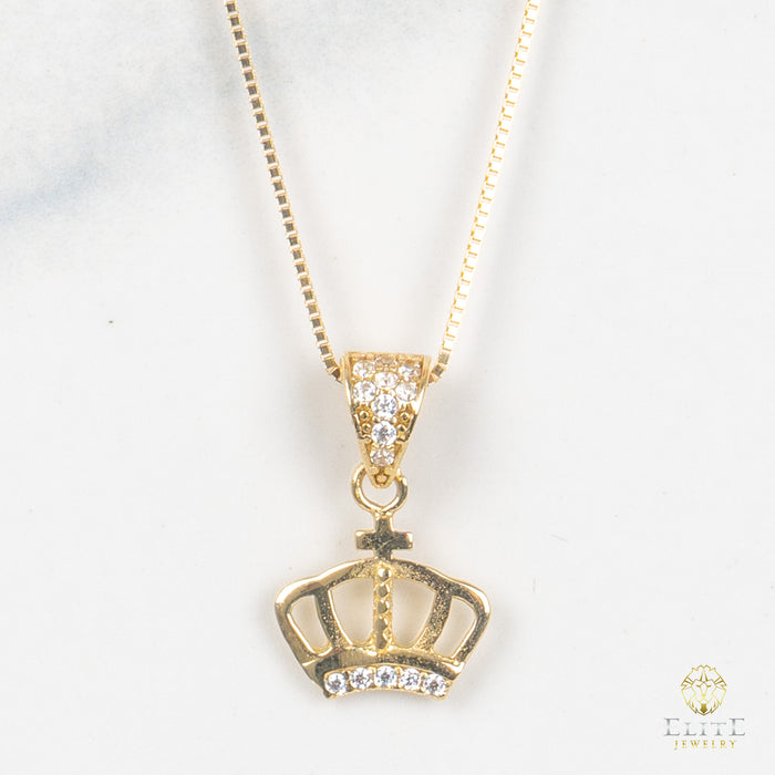 Set Cadena De Corona 10K Oro Real