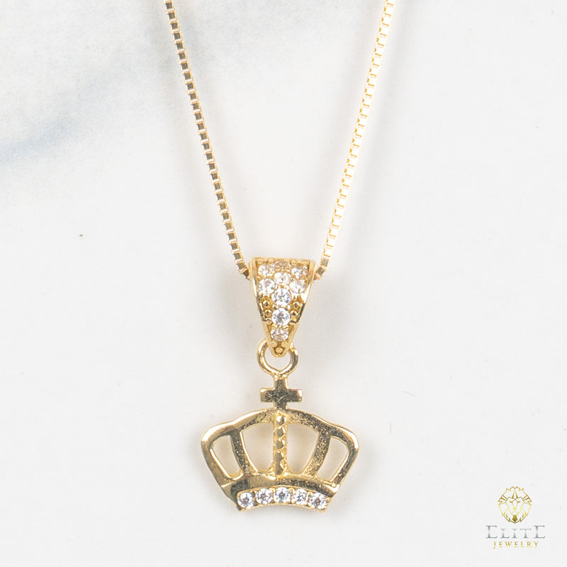 Set Cadena De Corona 10K Oro Real
