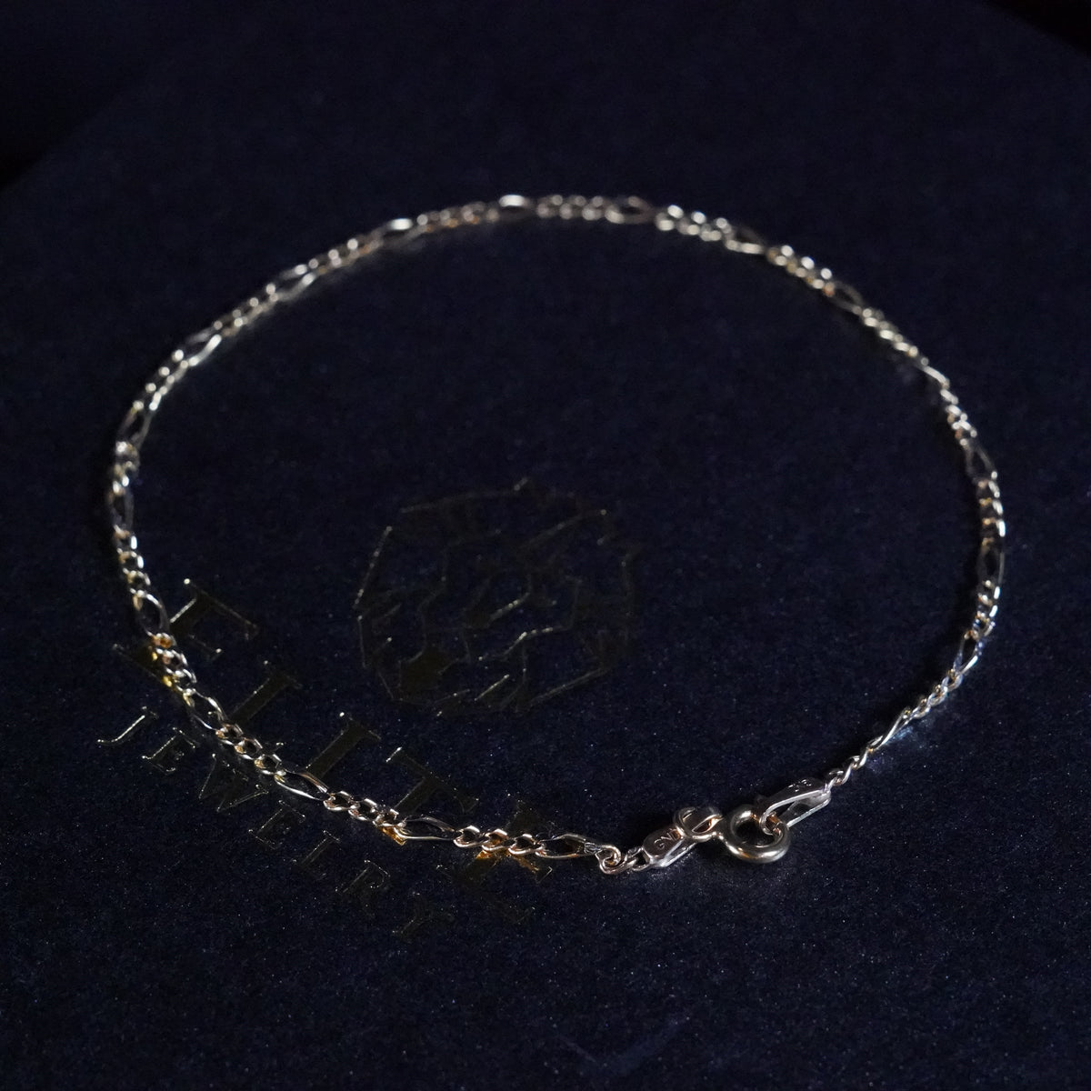 Pulsera Figaro Pave 2mm Oro 10K