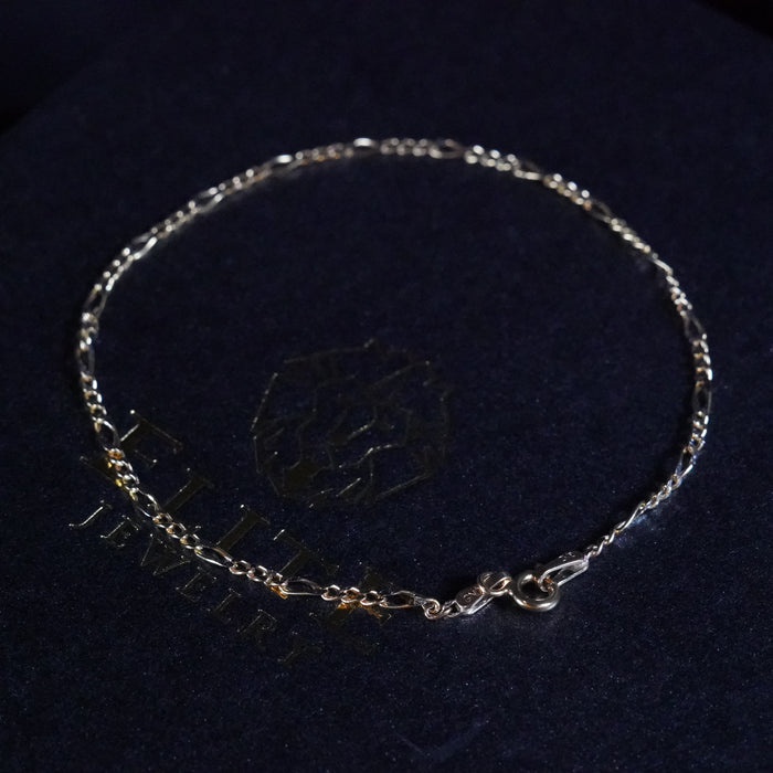 Pulsera Figaro Pave 2mm Oro 10K