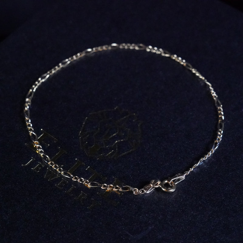 Pulsera Figaro Pave 2mm Oro 10K