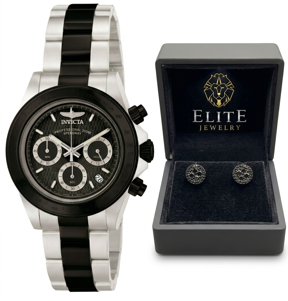 Invicta 40mm Speedway Plata/Negro + Pantallas Negras