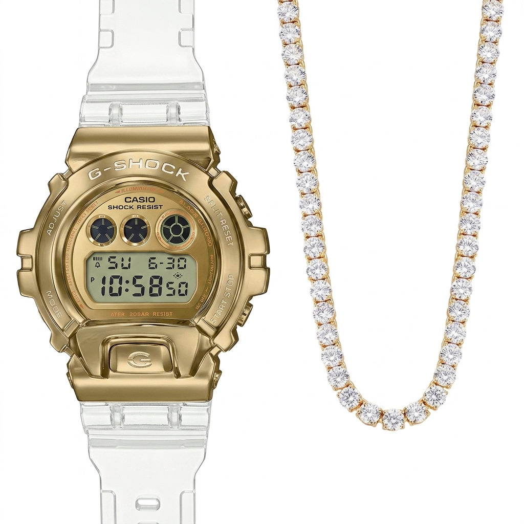 G-Shock *Limited Edition* Dorado / Clear (Compra 2 Relojes y Recibe 1 Perfume Lattafa Mini Gratis)