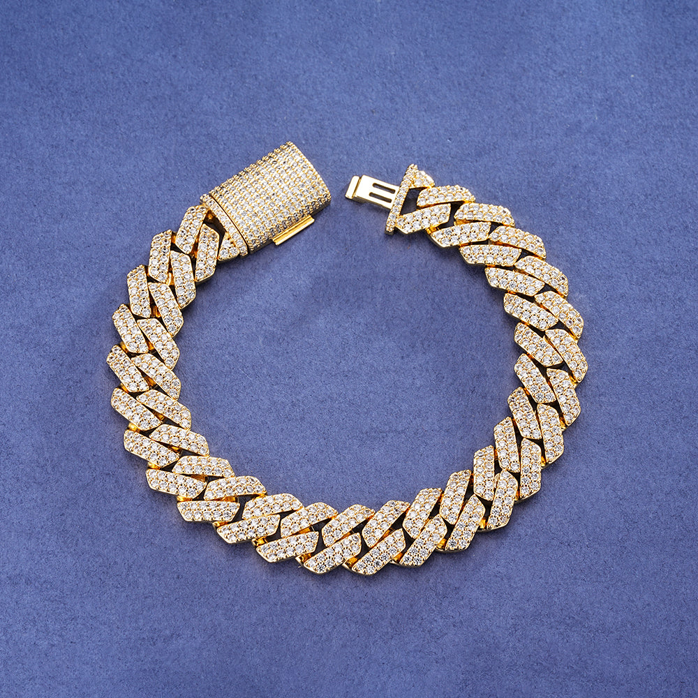 Pulsera Cubana Cuadrada Full Iced 12mm