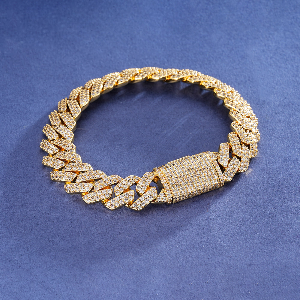 Pulsera Cubana Cuadrada Full Iced 12mm