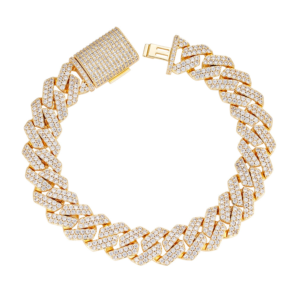 Pulsera Cubana Cuadrada Full Iced 12mm
