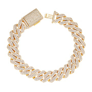 Pulsera Cubana Cuadrada Full Iced 12mm