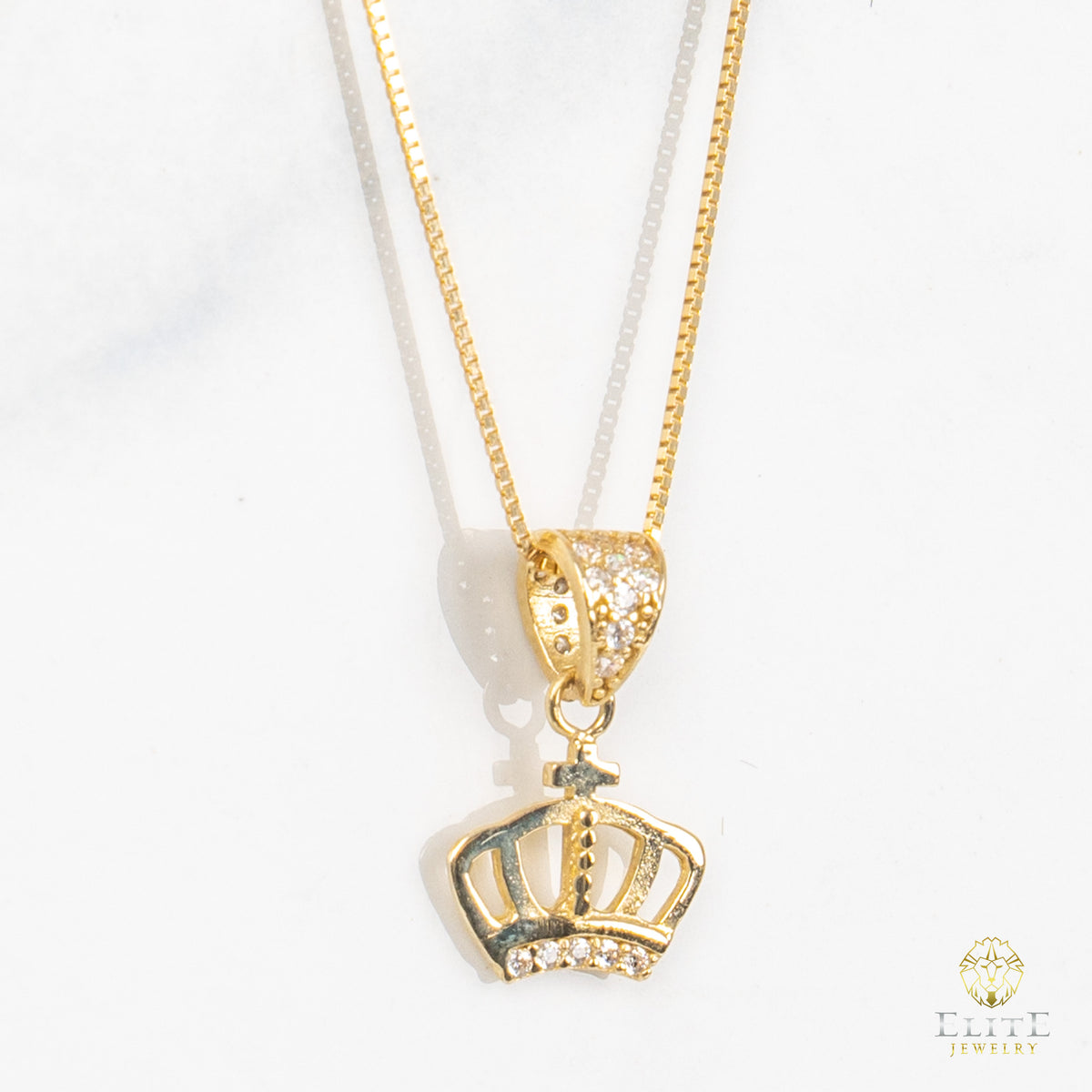 Set Cadena De Corona 10K Oro Real