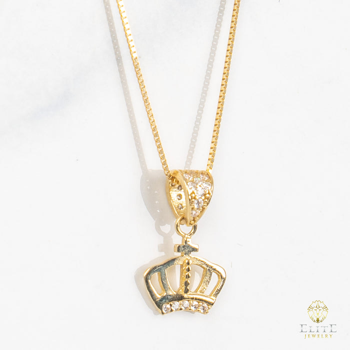 Set Cadena De Corona 10K Oro Real