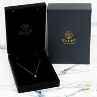 Cadena Oro Blanco Real 14K con Piedra VVS Moissanite Azul