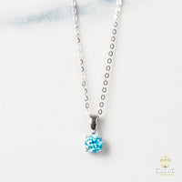 Cadena Oro Blanco Real 14K con Piedra VVS Moissanite Azul