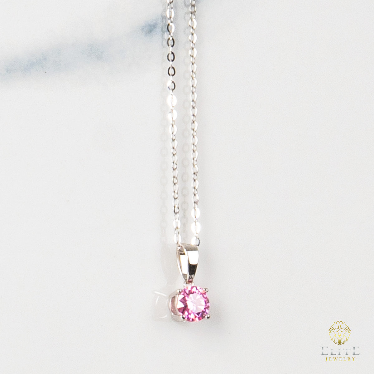 Cadena Oro Blanco Real 14K con Piedra VVS Moissanite Rosita
