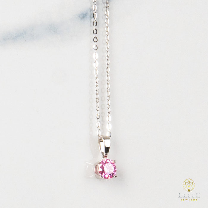 Cadena Oro Blanco Real 14K con Piedra VVS Moissanite Rosita