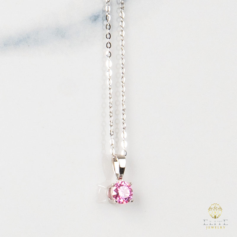 Cadena Oro Blanco Real 14K con Piedra VVS Moissanite Rosita