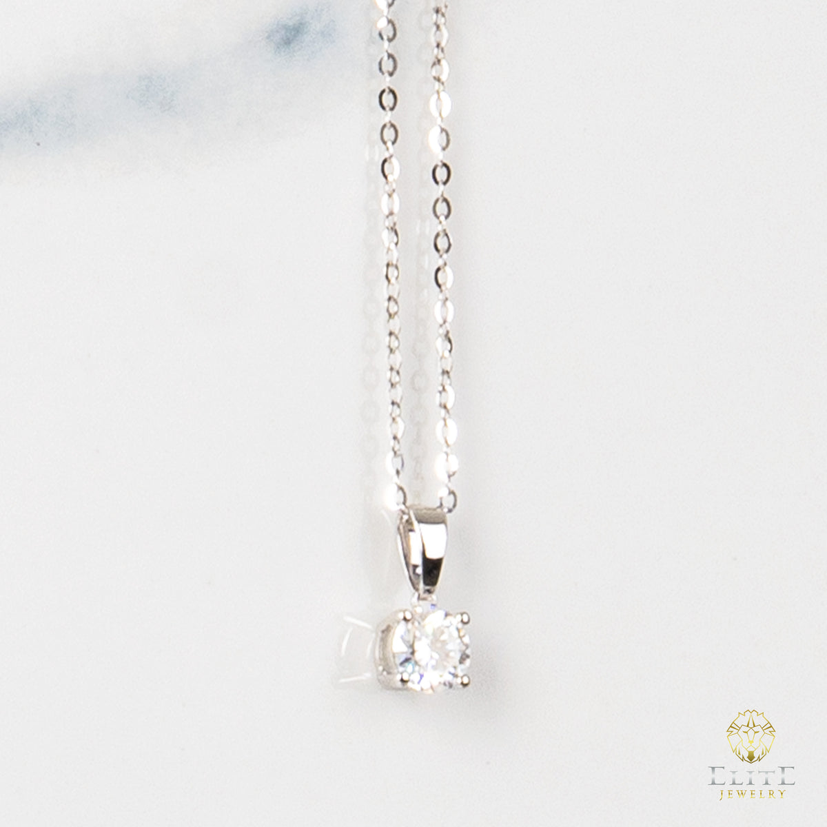 Cadena Oro Blanco Real 14K con Piedra VVS Moissanite Blanca