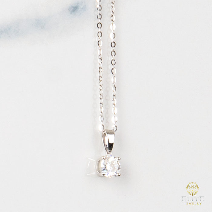Cadena Oro Blanco Real 14K con Piedra VVS Moissanite Blanca