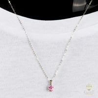 Cadena Oro Blanco Real 14K con Piedra VVS Moissanite Rosita