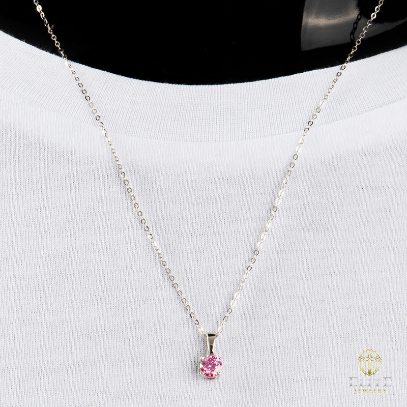 Cadena Oro Blanco Real 14K con Piedra VVS Moissanite Rosita