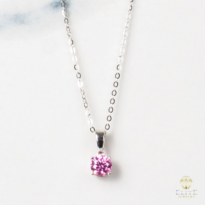 Cadena Oro Blanco Real 14K con Piedra VVS Moissanite Rosita