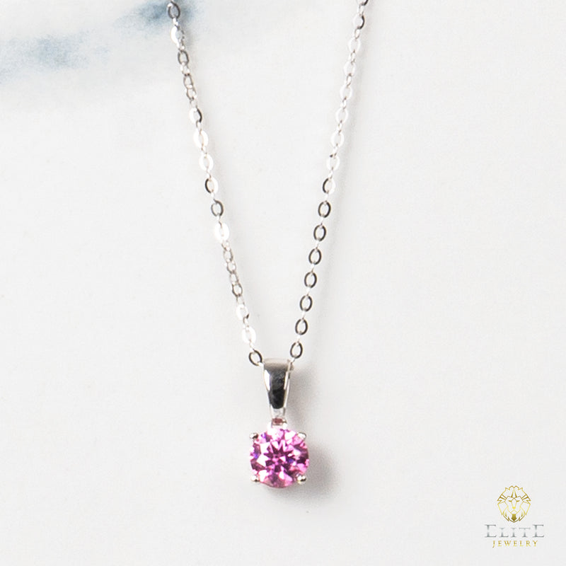 Cadena Oro Blanco Real 14K con Piedra VVS Moissanite Rosita
